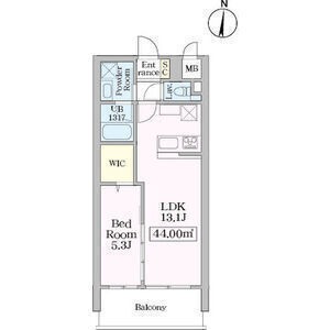 B 1LDKの間取り図