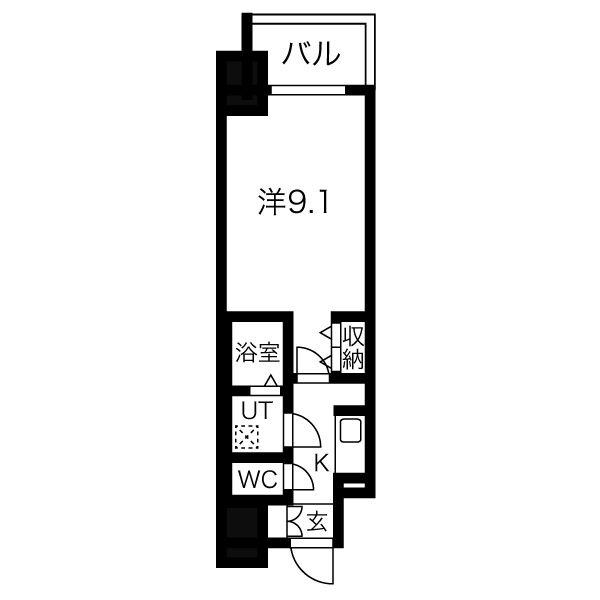 A 1Kの間取り図