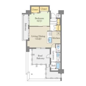 C 1LDKの間取り図