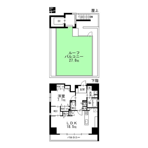 1101 1LDKの間取り図