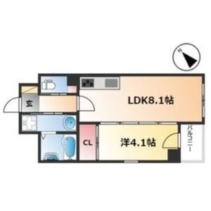 C 1LDKの間取り図
