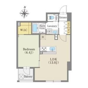B 1LDKの間取り図