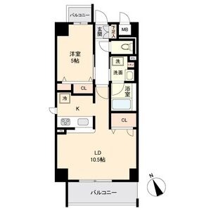 0303 1LDKの間取り図