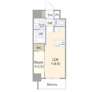 C' 1LDKの間取り図