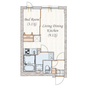 C 1LDKの間取り図