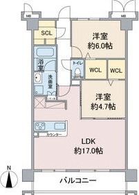B 2LDKの間取り図