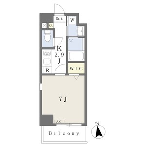 D 1Kの間取り図