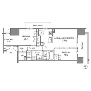 F 2LDKの間取り図