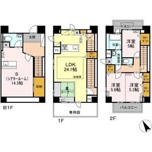 E 3LDKの間取り図