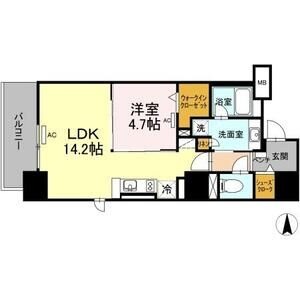 B 1LDKの間取り図