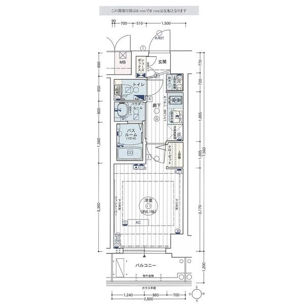 B 1Kの間取り図
