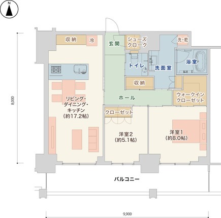 High deluxe・H 2LDKの間取り図