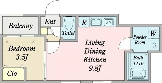 C 1LDKの間取り図