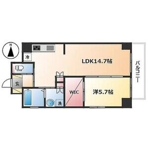 B 1LDKの間取り図