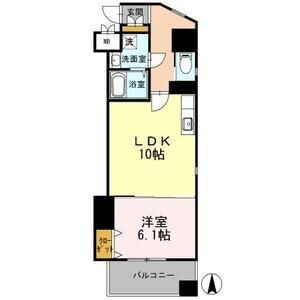 H 1LDKの間取り図