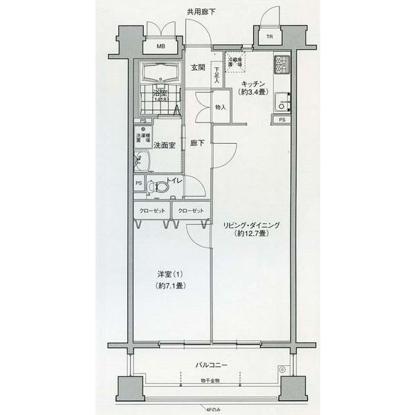 I 1LDKの間取り図