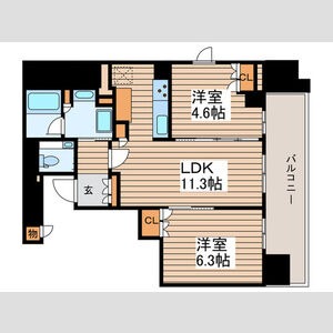 D 2LDKの間取り図