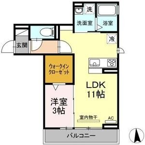 202 1LDKの間取り図
