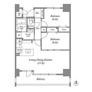 B 2LDKの間取り図