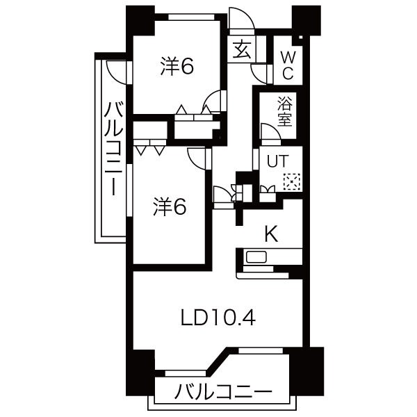 5A 2LDKの間取り図