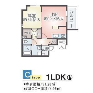 303 1LDKの間取り図