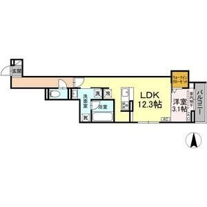 B2 1LDKの間取り図