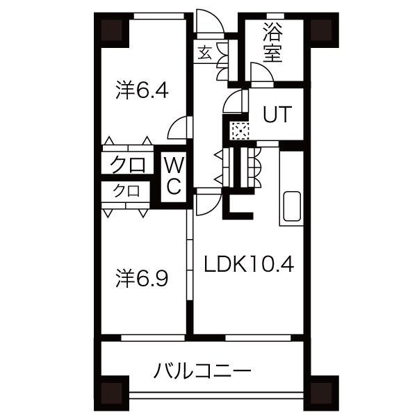 E 2LDKの間取り図