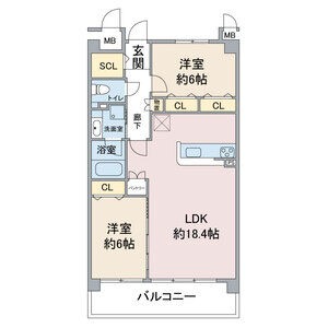 E 2LDKの間取り図