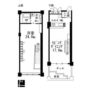 D 1LDKの間取り図
