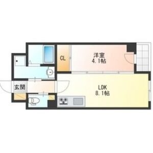 B 1LDKの間取り図