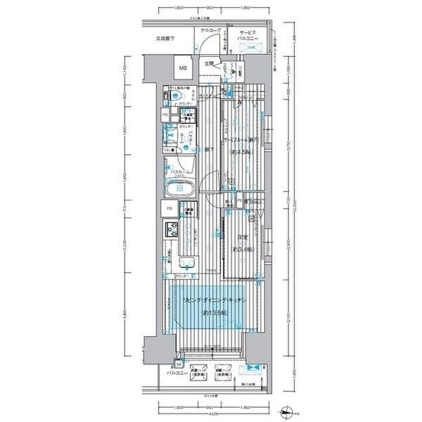 406 1LDKの間取り図