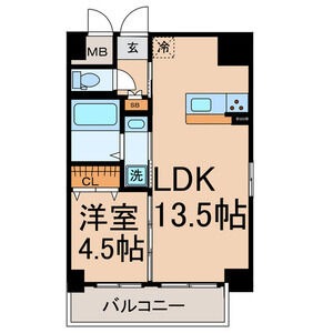A 1LDKの間取り図