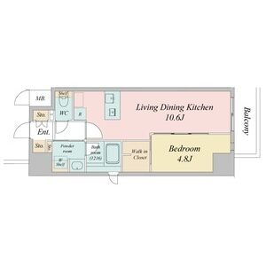 C 1LDKの間取り図