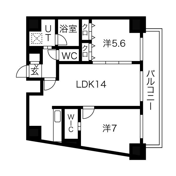 A 2LDKの間取り図