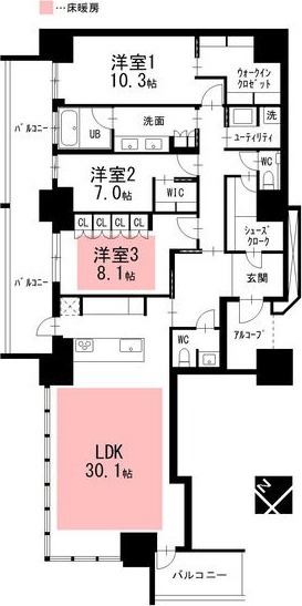 145Z 3LDKの間取り図