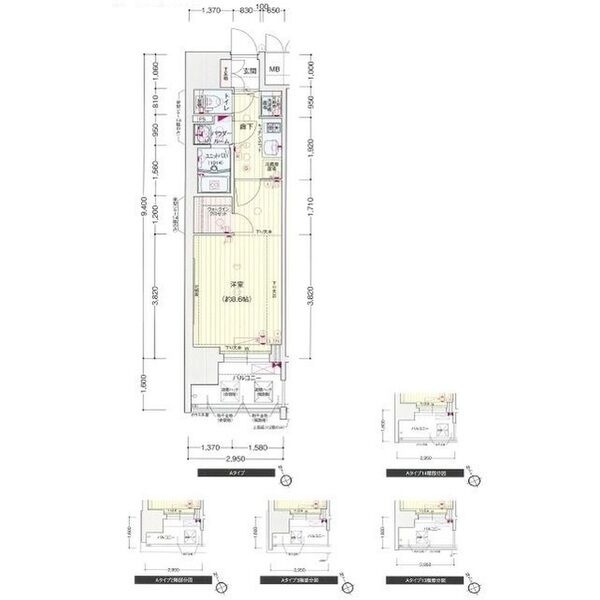 A 1Kの間取り図