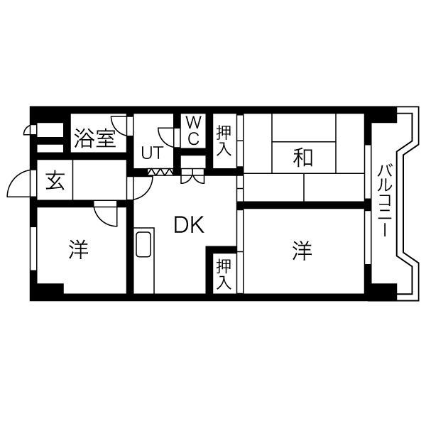 H 3DKの間取り図
