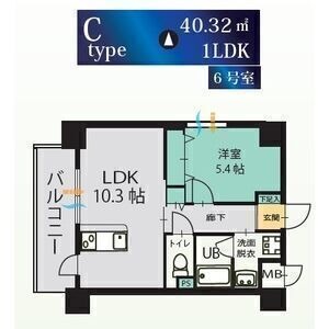 C 1LDKの間取り図