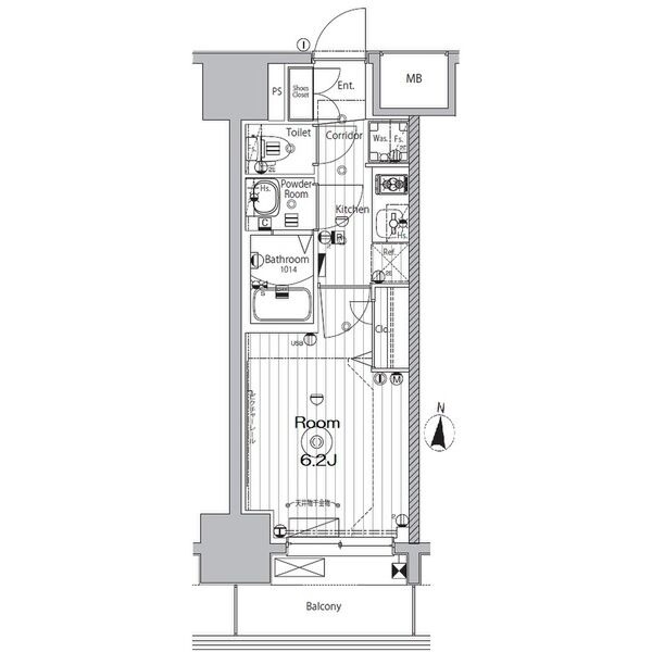 B2 1Kの間取り図