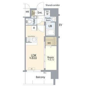 A2 1LDKの間取り図