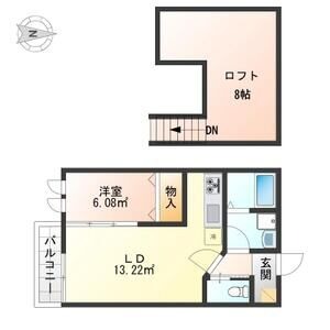 203 1LDKの間取り図