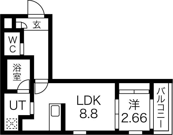 C 1LDKの間取り図
