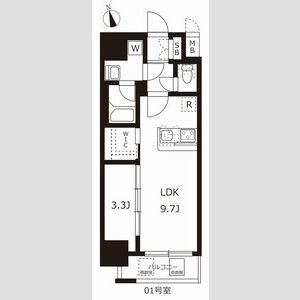 201 1LDKの間取り図