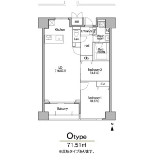 O 2LDKの間取り図