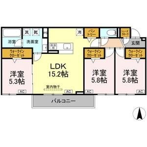C2 3LDKの間取り図