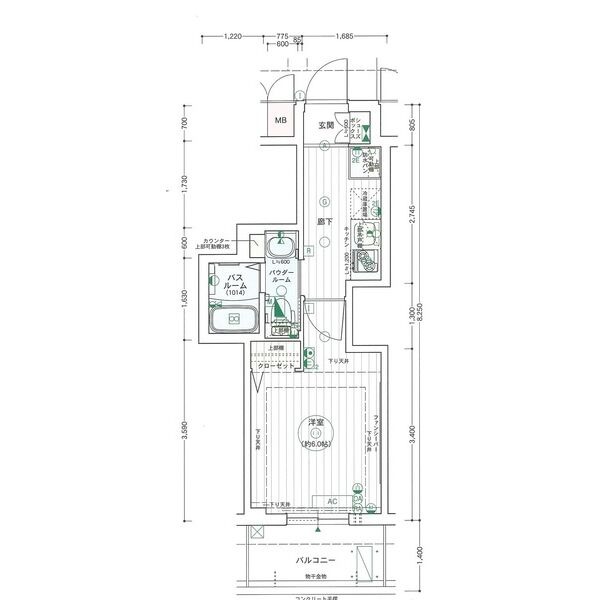 C 1Kの間取り図