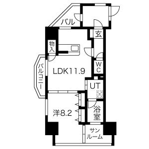 G 1LDKの間取り図