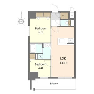 B 2LDKの間取り図