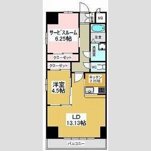 B 1LDKの間取り図