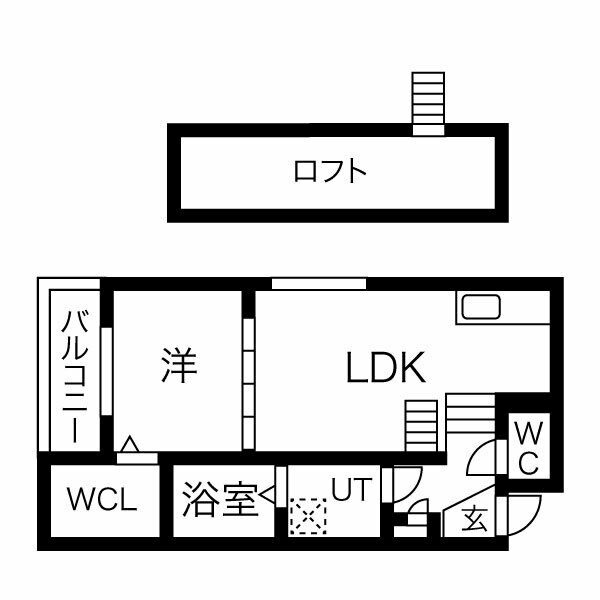 C 1LDKの間取り図